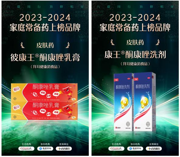 彼康王?酮康唑乳膏及康王?酮康唑洗劑入圍“2023-2024家庭常備藥”榜單